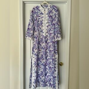 Lilly Pulitzer Shealyn Stretch Maxi Caftan Tropical Purple Elephant in the Bloom